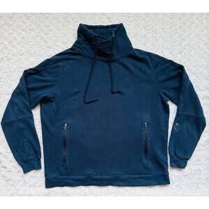 ASKYA Womens Navy Cotton Cowl Neck Oversized Sweatshirt Size Small